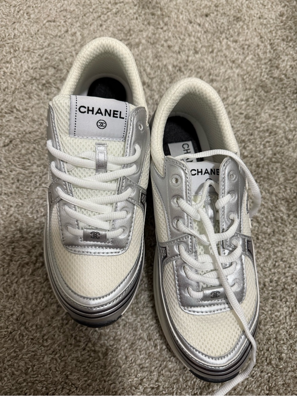 CC White & Silver Sneakers - Picture 2 of 8